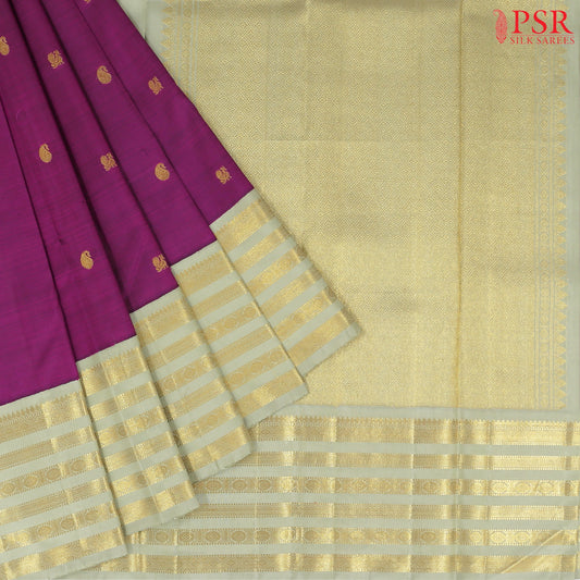 Dark Magenta Purple Kanchipuram Silk Saree
