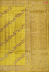 Olive Yellow Banaras Jute Silk Saree