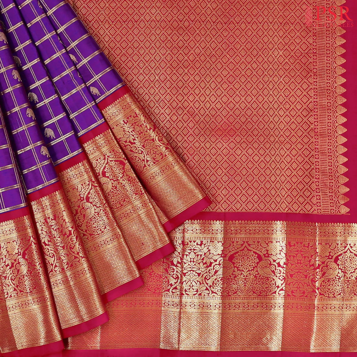 French Violet Kanchipuram Silk Saree
