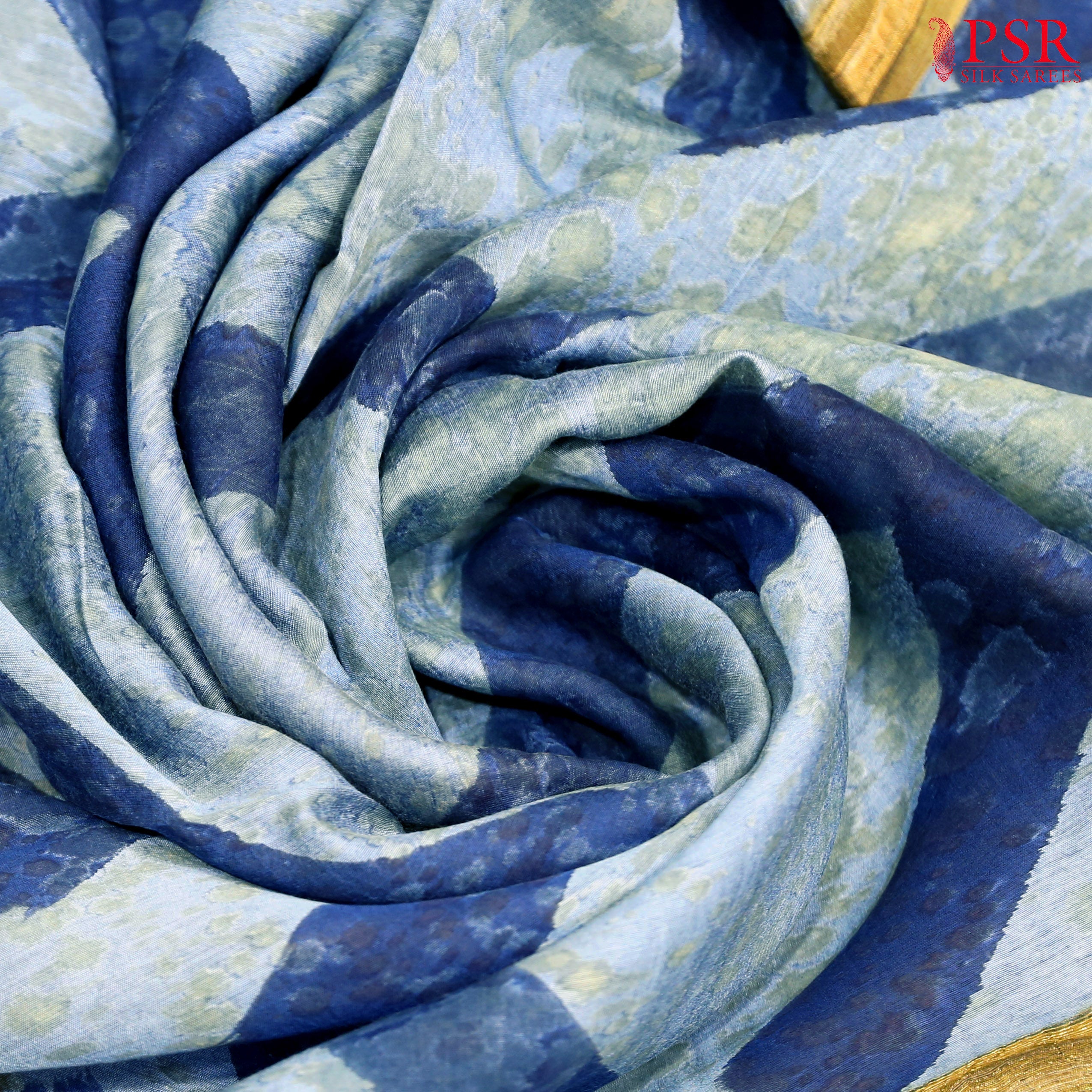 Carolina Blue Moonga Chanderi Silk Cotton Saree