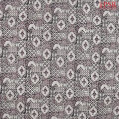 Beigte & Aubergine Linen Print Running Material