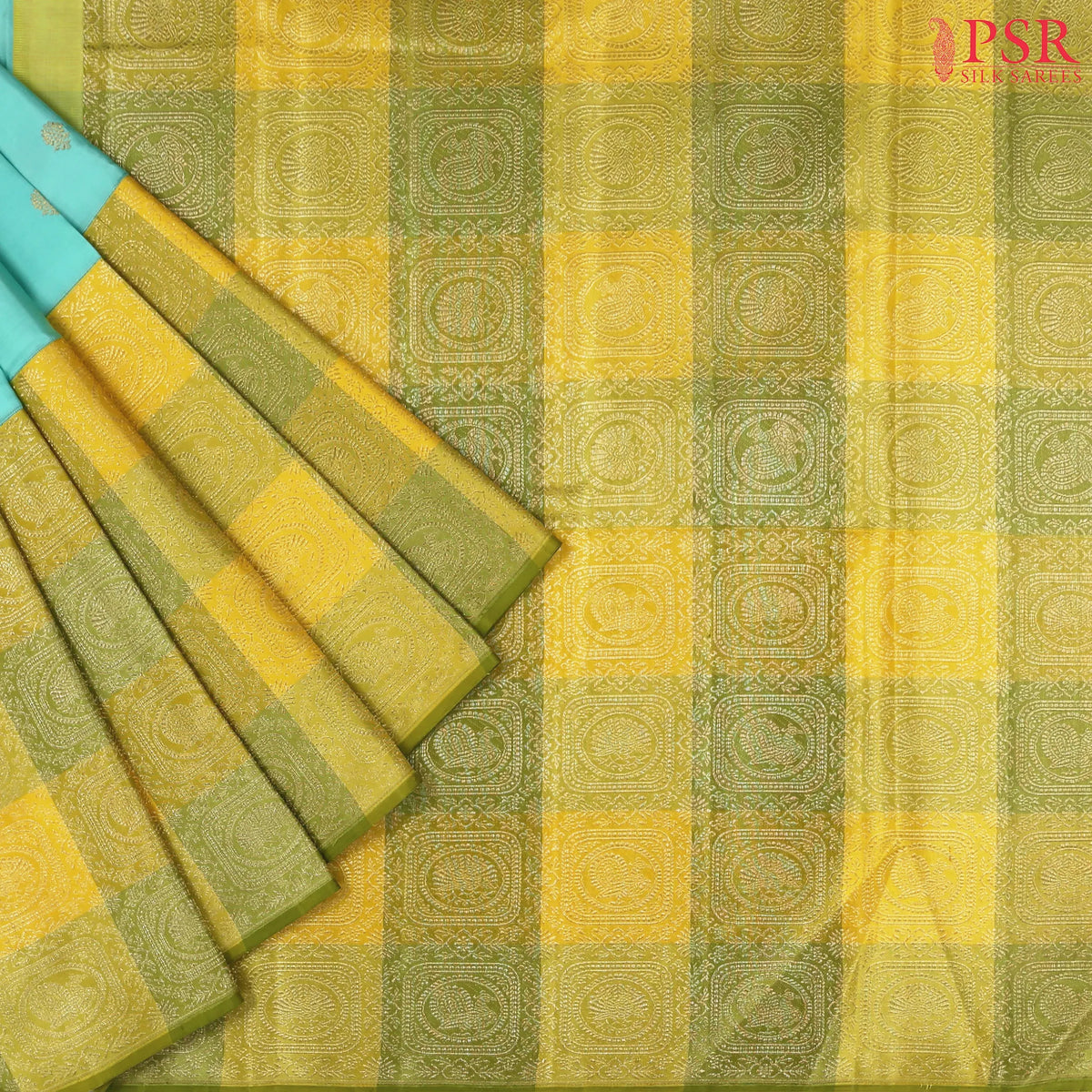 Turquoise Blue Kanchipuram Silk Saree
