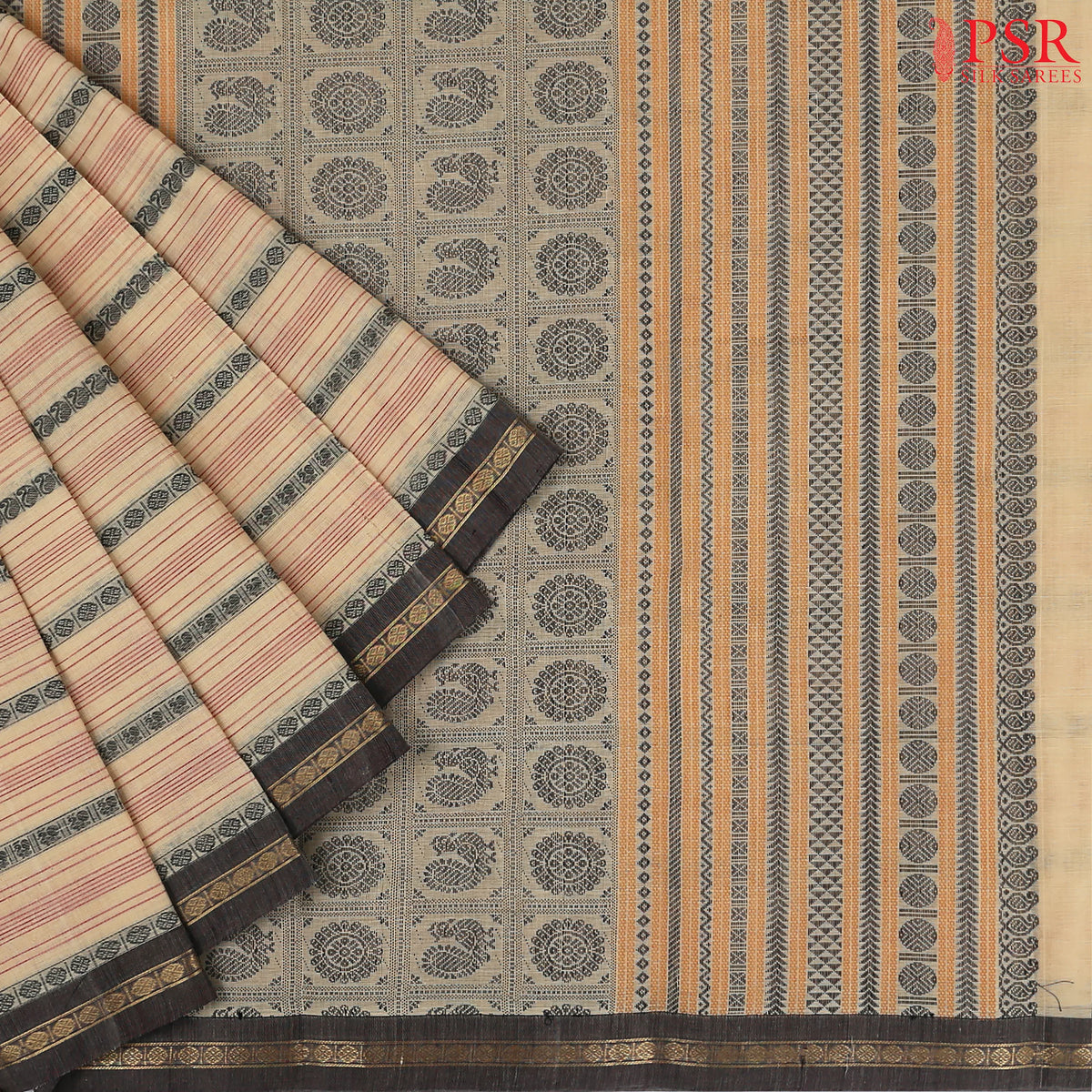 Beige Kalakshetra Kovai Cotton Saree