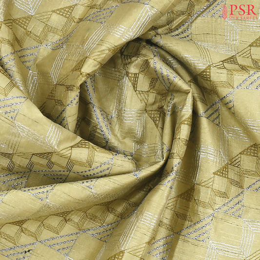 Olive Yellow Semi Tussar Embroidery Saree