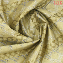 Olive Yellow Semi Tussar Embroidery Saree