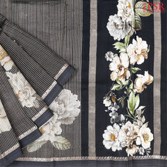 Shadow Black Printed Tissue Saree