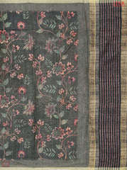Dark Olive Taupe Semi Tussar Saree