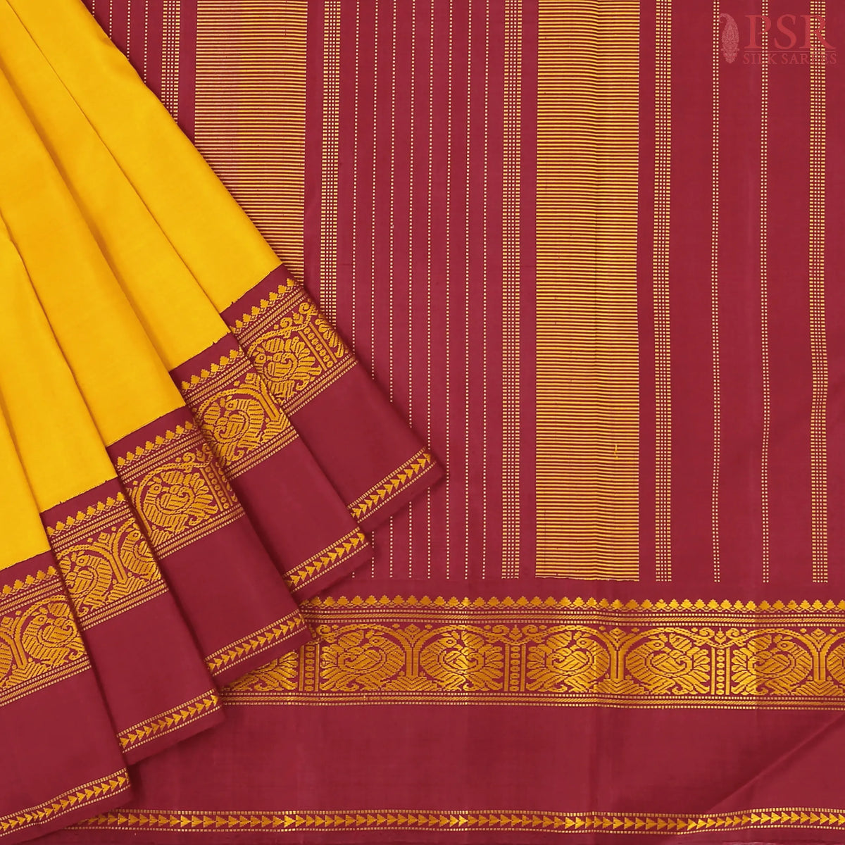Mustard Yellow Kanchipuram Silk Saree