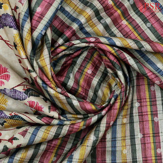Multicolor Semi Tussar Saree