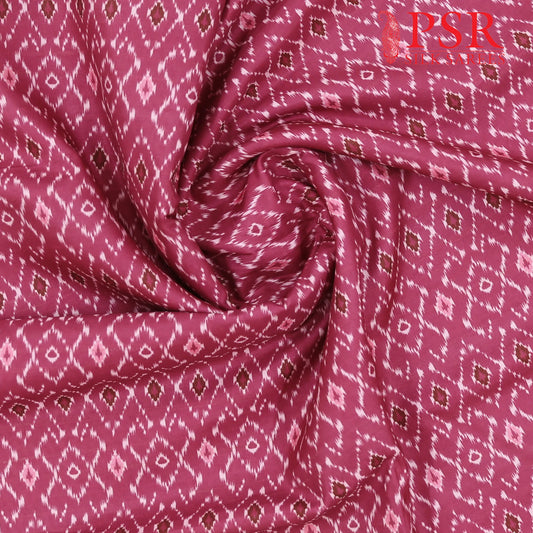 Mulberry Pink Semi Tassar Ikkat Print Running Material