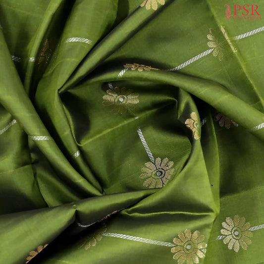 Olive Green Soft Silk Mix Saree