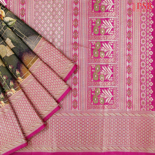 Jungle Green Kanchipuram Jacquard Tissue Silk Saree
