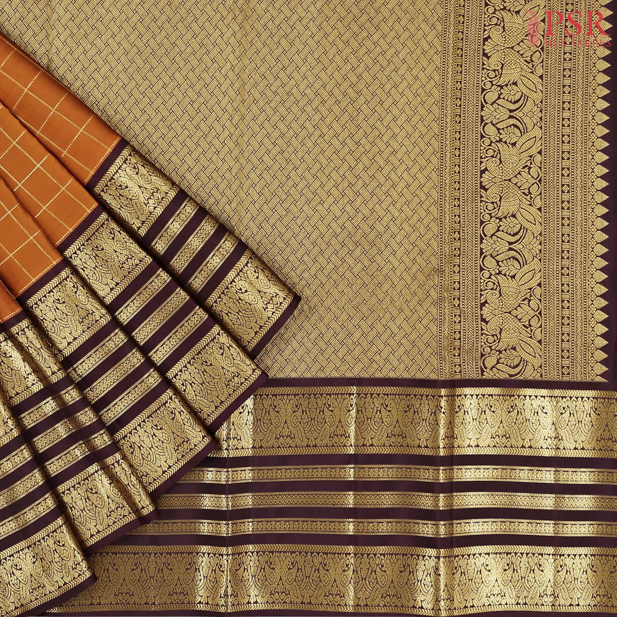 Yam Orange Kanchipuram Silk Saree