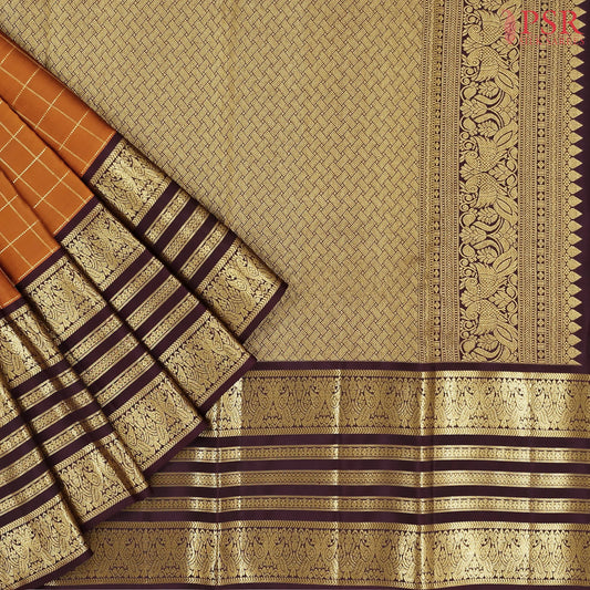 Yam Orange Kanchipuram Silk Saree