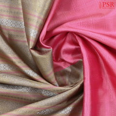 Beige & Light Pink Kanchipuram Silk Saree