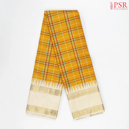 Amber Yellow Kanchipuram Silk Saree