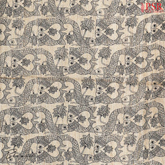 Hazelnut Beige & Prussian Blue Kadhi Tussar Silk Saree