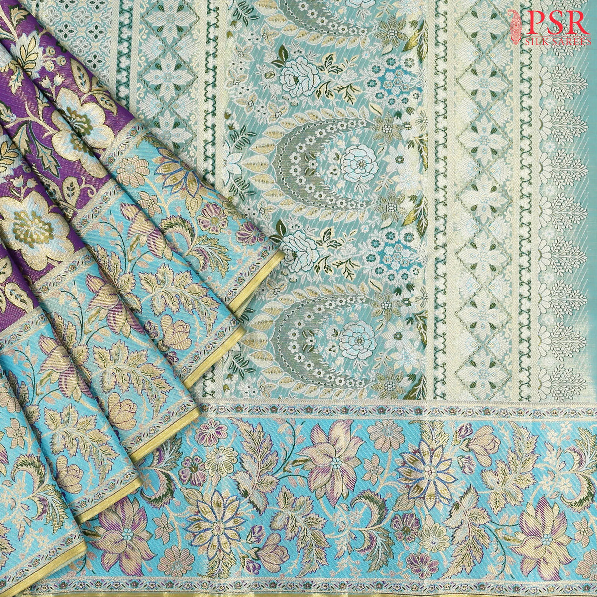 Violet Kanchipuram Jacquard Tissue Silk Saree