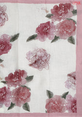 Floral White Linen Saree