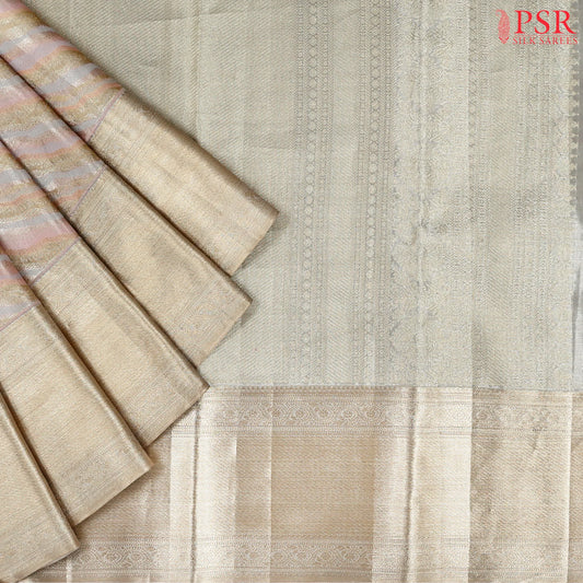 Golden Beige Kanchipuram Jacquard Tissue Silk Saree