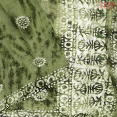 Beige & Olive Green Cotton Dress Material