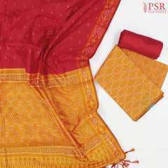 Dark Mustard Yellow Pochampally Silk Dress Material