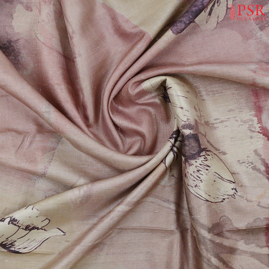Pastel Peach Kadhi Tussar Silk Saree