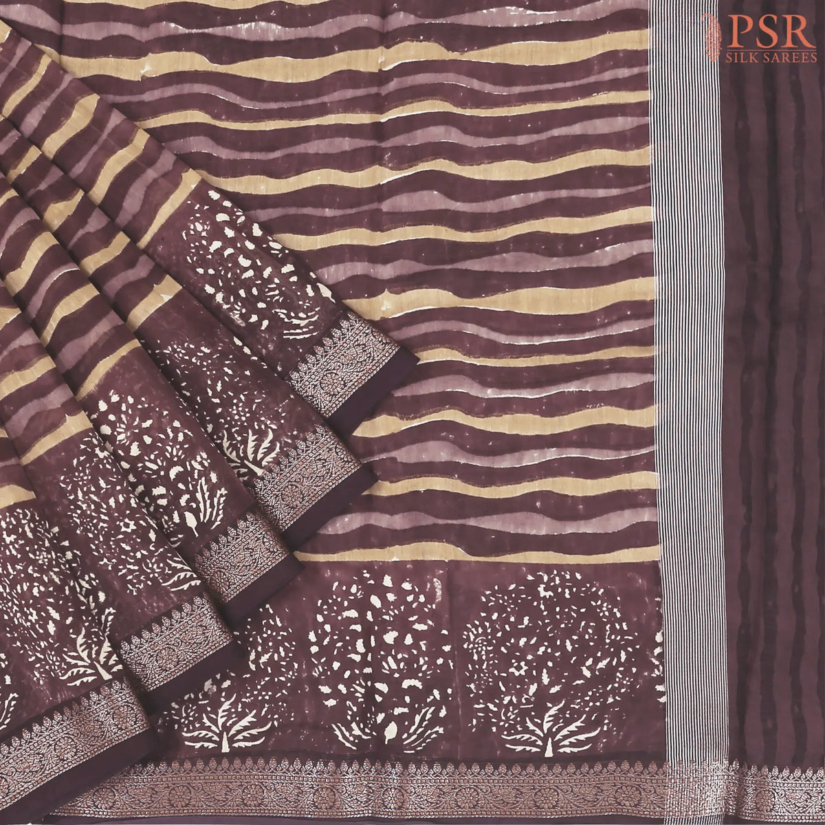 Dark Brown Chanderi Silk Cotton Saree