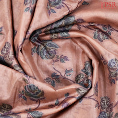 Coral Peach Banaras Tussar Silk Saree
