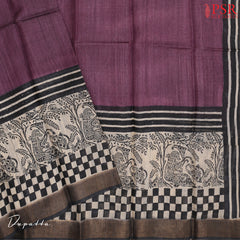 Dark Purple & Beige Kadhi Tussar Silk Dress Material