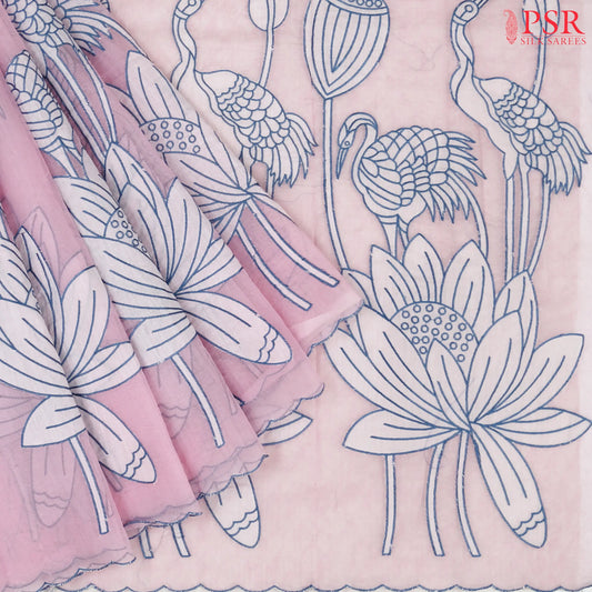 Pastel Pink Manipuri Super Net Saree