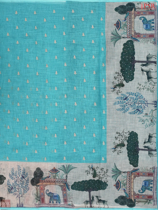 Fluorescent Blue Kota Saree