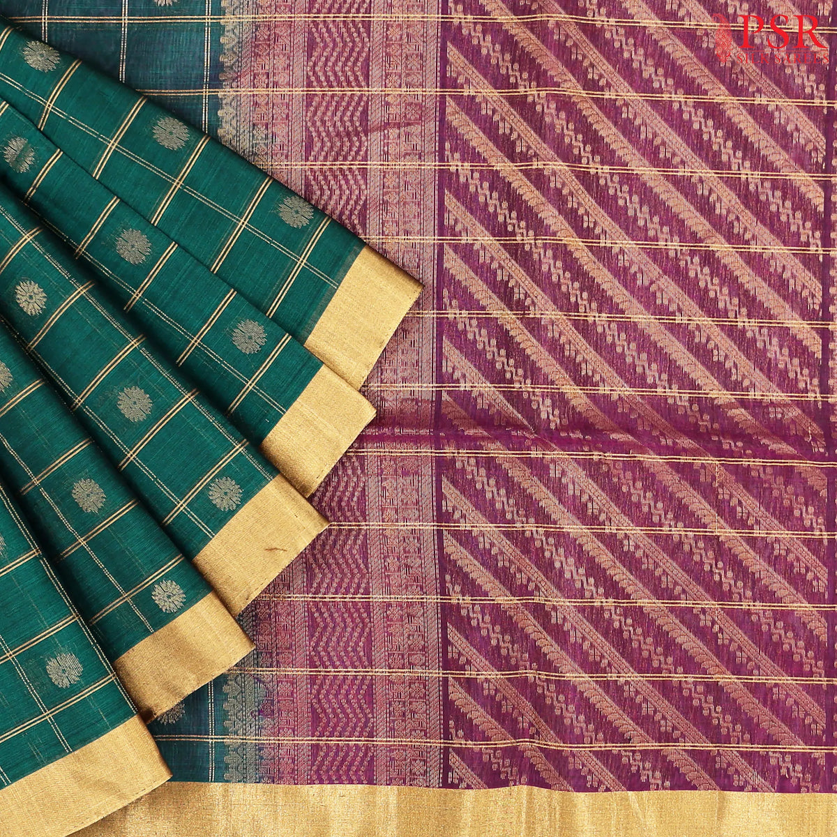Pine Green Silk Cotton Saree