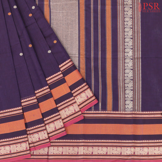 Dark Purple Kalakshetra Kovai Cotton Saree