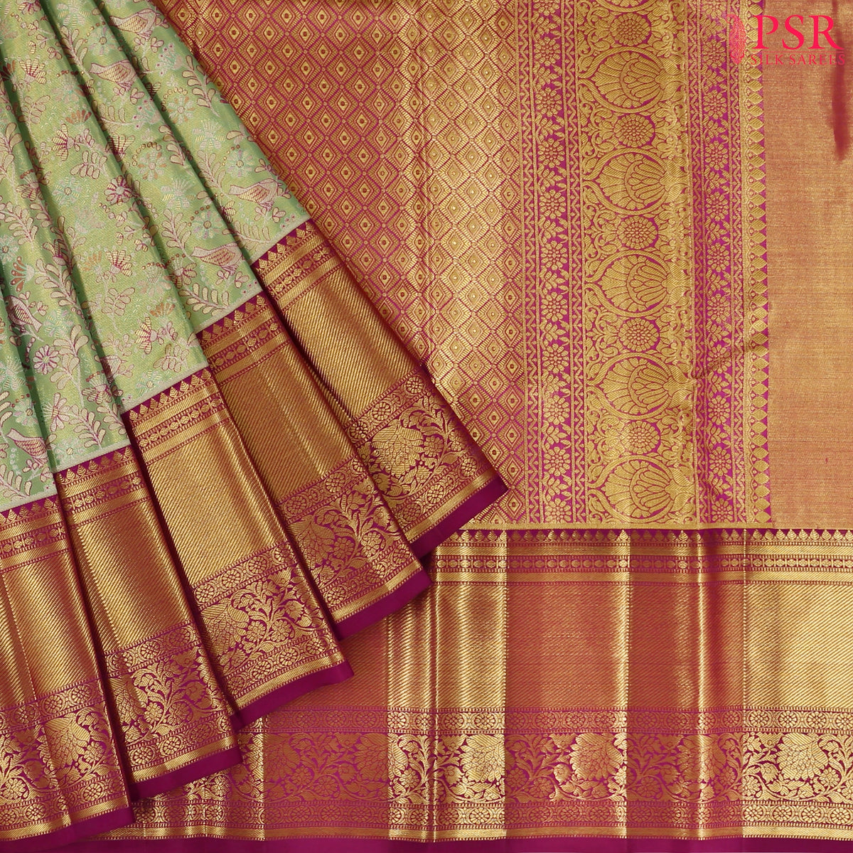 Light Green Kanchipuram Tissue Silk Saree