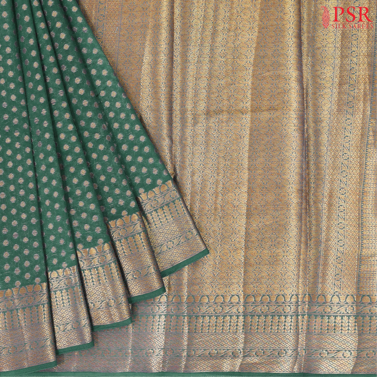 Dark Green Semi Dupion Saree