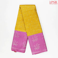 Yellow Kanchipuram Jacquard Silk Saree