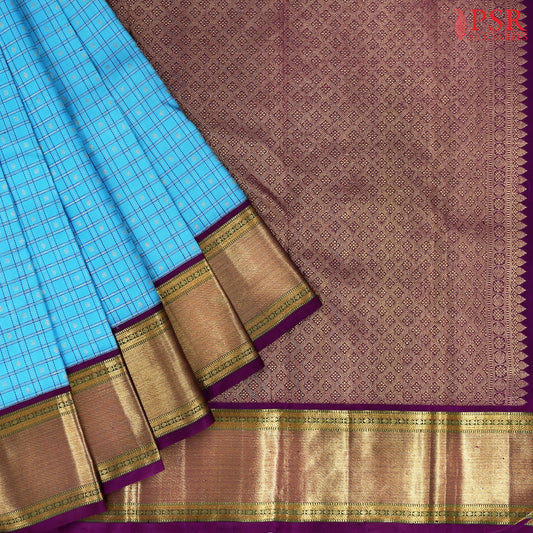 Capri Blue Kanchipuram Silk Saree