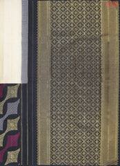 Pearl Beige & Black Kanchipuram Half & Half Silk Saree