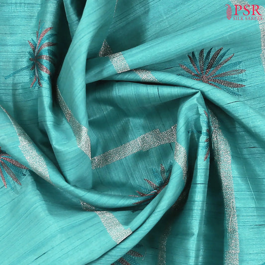 Robin Egg Blue Kosa Embroidery Saree
