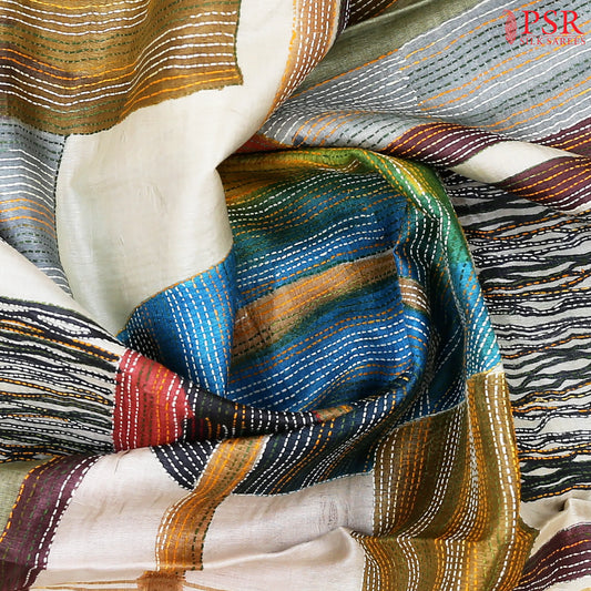 Multicolor Kadhi Tussar Silk Saree