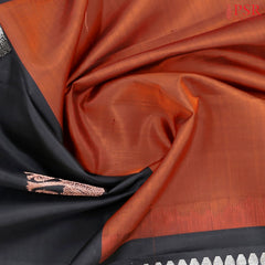 Copper Red & Black Kanchipuram Half & Half Silk Saree