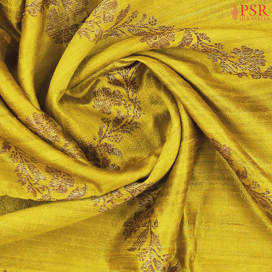 Olive Yellow Banaras Jute Silk Saree