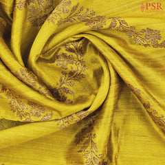 Olive Yellow Banaras Jute Silk Saree
