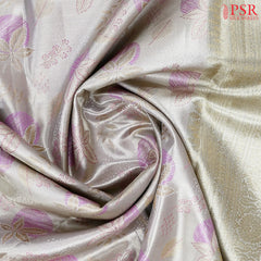 Light Beige Kanchipuram Jacquard Tissue Silk Saree