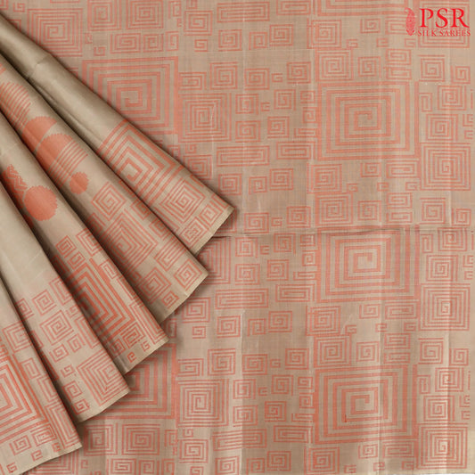 Chikoo Beige Soft Silk Saree