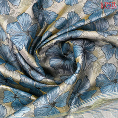 Silver Grey Kanchipuram Jacquard Silk Saree