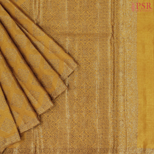 Mustard Yellow Banaras Tussar Silk Saree