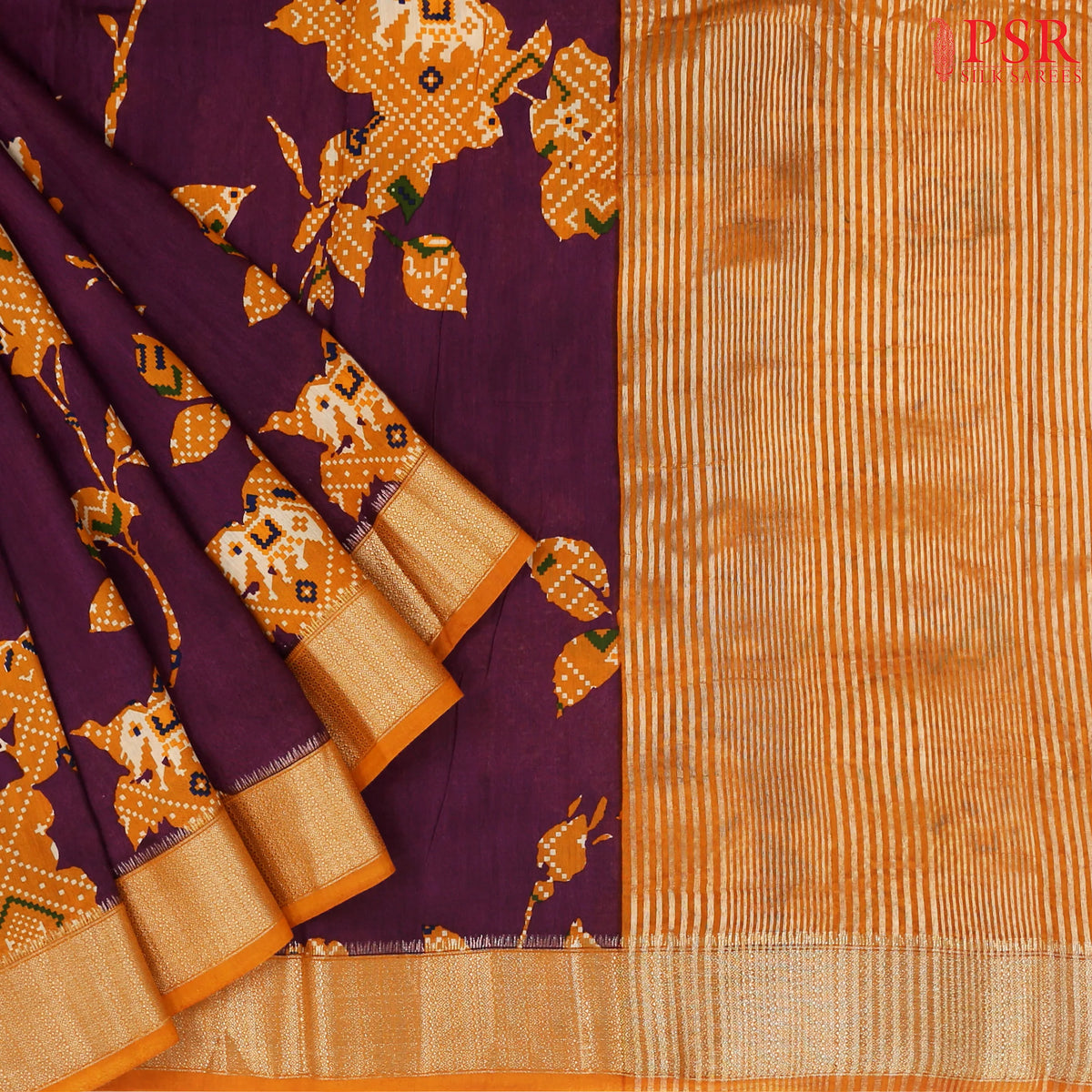 Tyrian Purple Assam Saree
