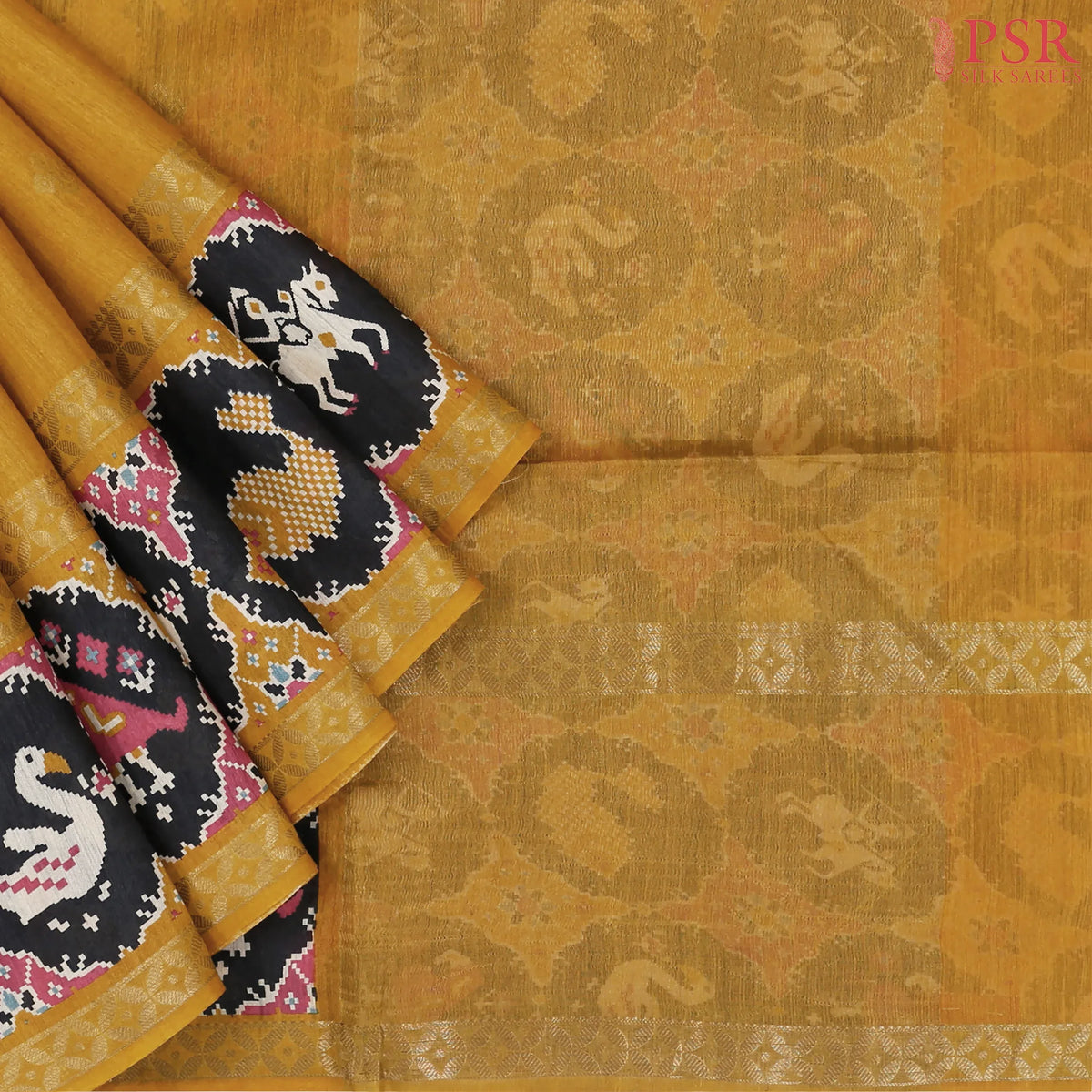 Mustard Yellow Tussar Silk Saree
